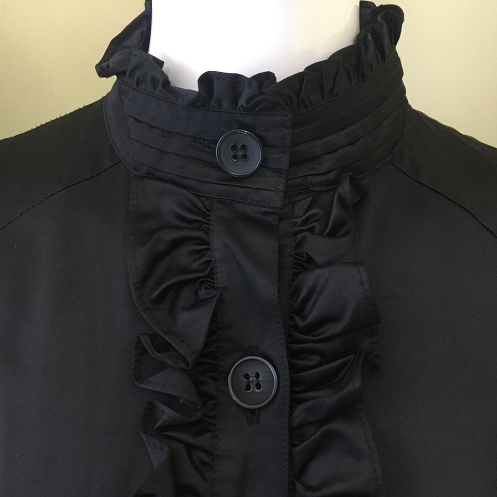 Bebe High Collar, Ruffled, Button, Belted Dress - image 4